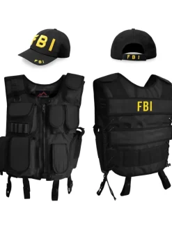 Kostüm bestehend aus Weste, Patch und Cap in FBI