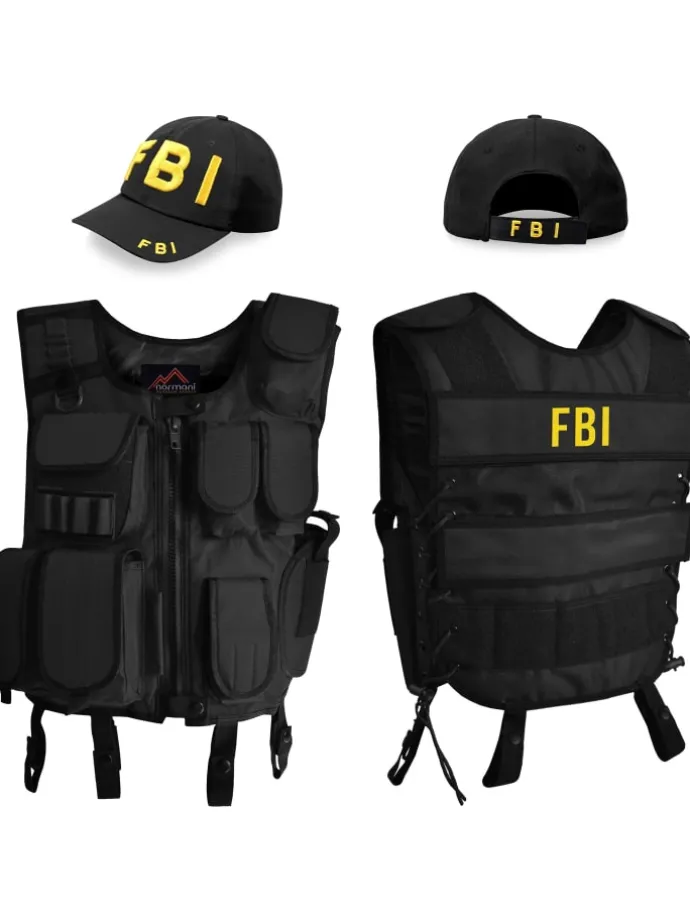 Kostüm bestehend aus Weste, Patch und Cap in FBI