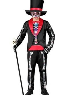 Kostüm "DIA DE LOS MUERTOS" in Schwarz/ Rot
