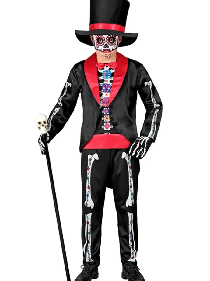 Kostüm "DIA DE LOS MUERTOS" in Schwarz/ Rot