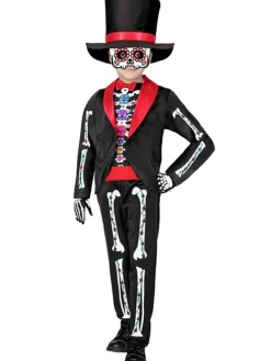 Kostüm "DIA DE LOS MUERTOS" in Schwarz/ Rot