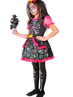 Kostüm "DIA DE LOS MUERTOS" in Schwarz/ Pink