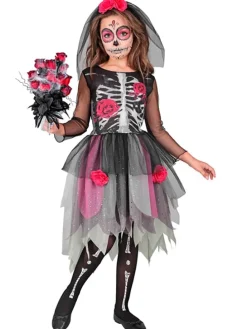 Kostüm "FLOWER SKELETT GIRL" in Grau/ Pink