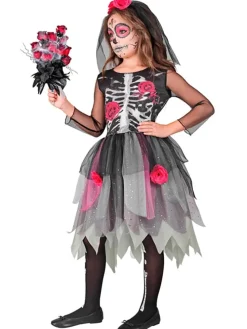 Kostüm "FLOWER SKELETT GIRL" in Grau/ Pink