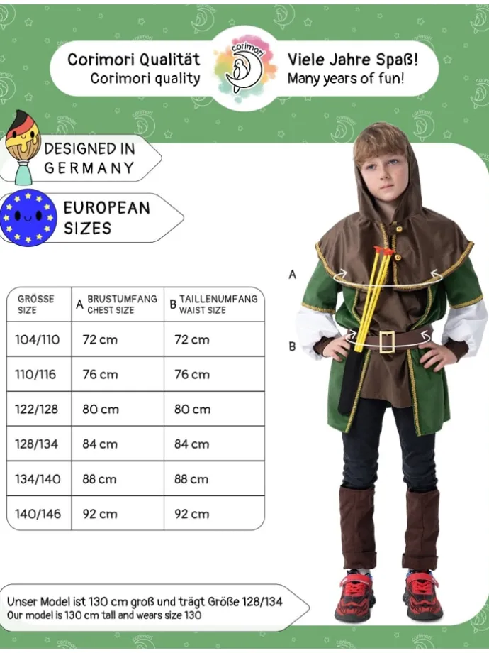 Kostüm „Robin Hood“ inklusive in Braun/grün