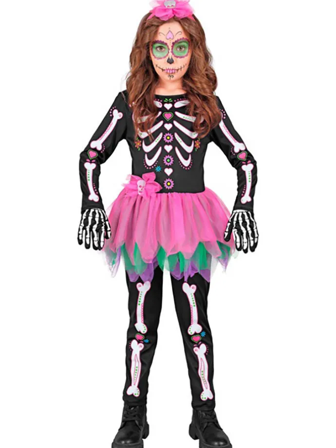 Kostüm "SKELETT" in Schwarz/ Pink