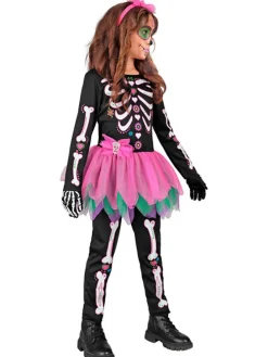 Kostüm "SKELETT" in Schwarz/ Pink