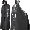 Kostüm "SKELETT MANTEL MIT KAPUZE" in Schwarz