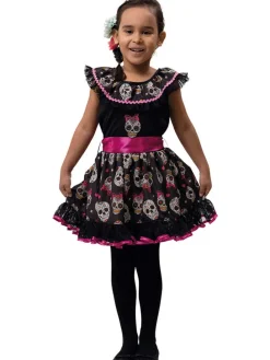 Kostümkleid "La Catrina" in Schwarz/ Pink