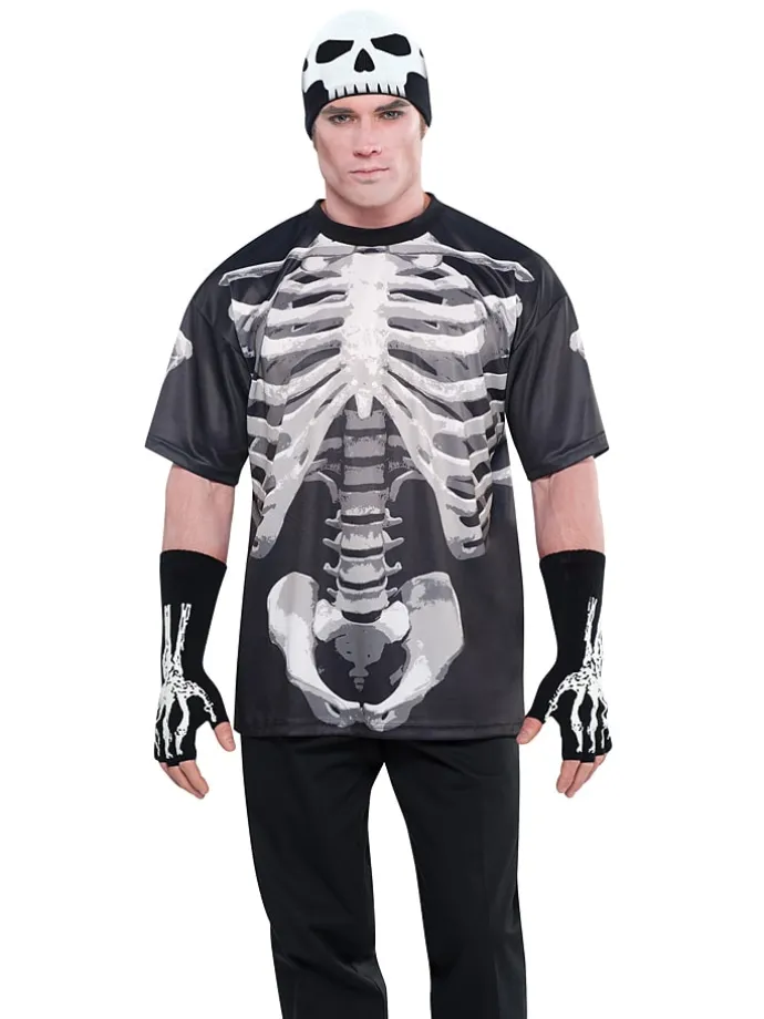 Kostümshirt "Skeleton" in Schwarz/ Weiß