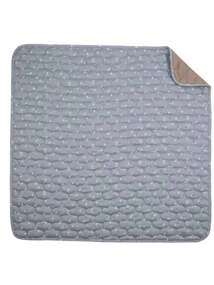 Krabbeldecke in Jasmin blue/ Balsam cream/ Walnut