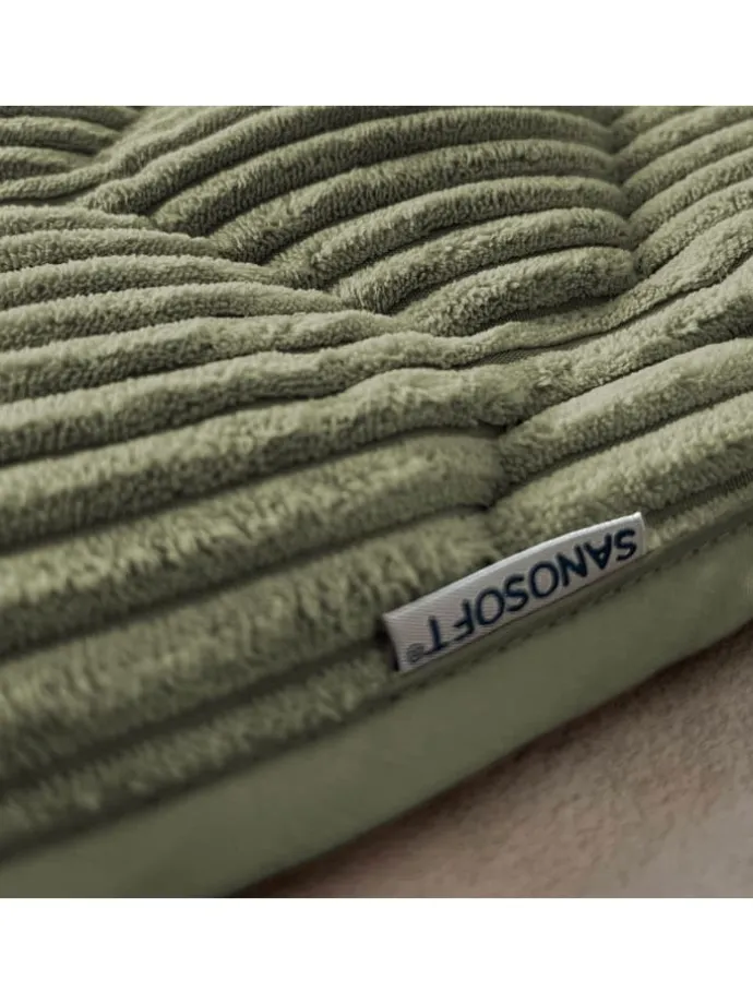 Krabbeldecke Soft-Cord rutsch- & wasserfest Khaki Grün 120x120cm