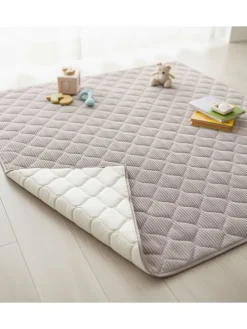 Krabbeldecke Soft-Cord rutsch- & wasserfest Natur 120x120cm