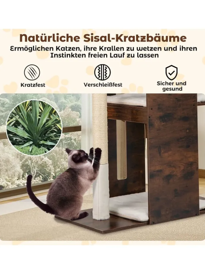 Kratzbaum Holz 120 cm in Braun