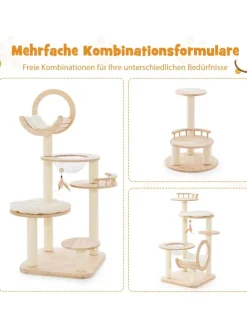 Kratzbaum Holz 146cm in Beige