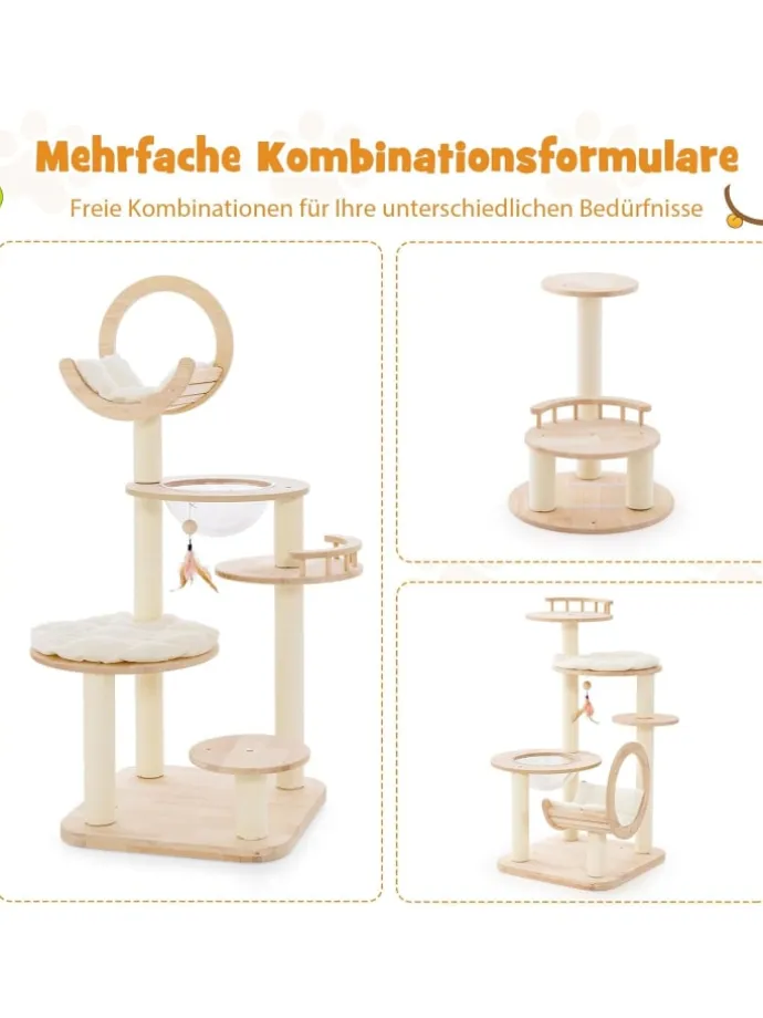 Kratzbaum Holz 146cm in Beige