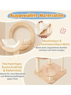 Kratzbaum Holz 146cm in Beige