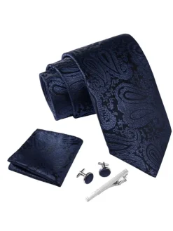 Krawatten-Set in Paisley Dunkelblau