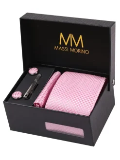 Krawatten-Set in Rosa - Kariert