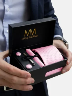 Krawatten-Set in Rosa - Kariert