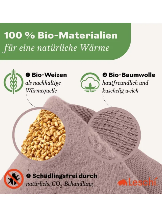 Körnerkissen 100 % Bio-Baumwolle, Wärmekissen "Rechteck" in rosa