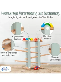 Kugelbahn Holz 7 mobile Teile in Grün