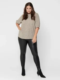 Kunstleder Hose Plus Size Elegante Leggings Basic CARROOL in Schwarz