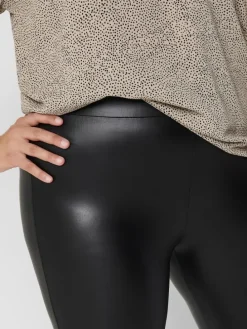 Kunstleder Hose Plus Size Elegante Leggings Basic CARROOL in Schwarz