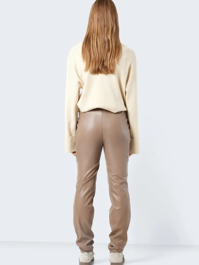 Kunstleder Hose PU Beschichtet NMANDY in Braun