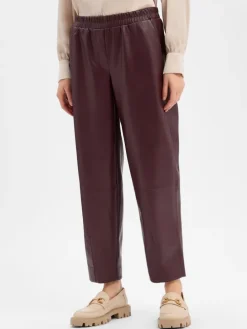 Kunstlederhose Myha Edgy in aubergine - 0001