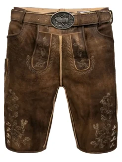 Kurze Hirschlederhose Franz sämisch in dunkelbraun