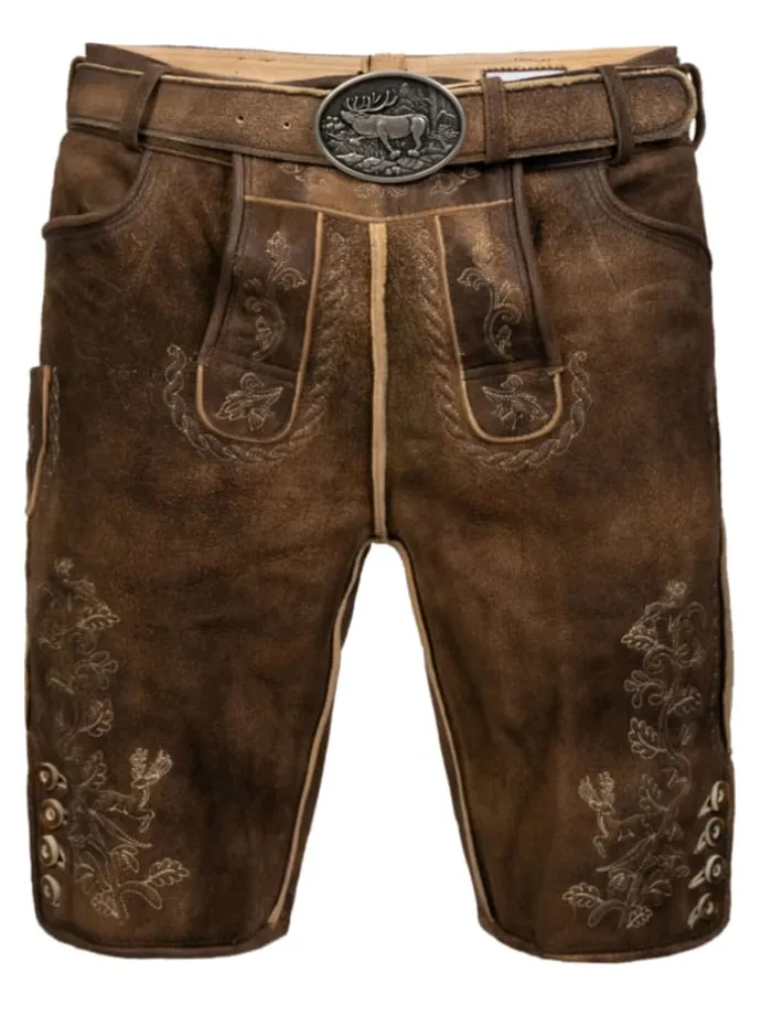 Kurze Hirschlederhose Franz sämisch in dunkelbraun