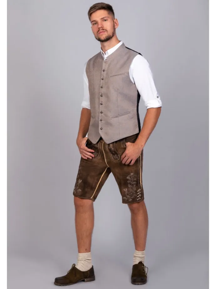 Kurze Hirschlederhose Franz sämisch in dunkelbraun