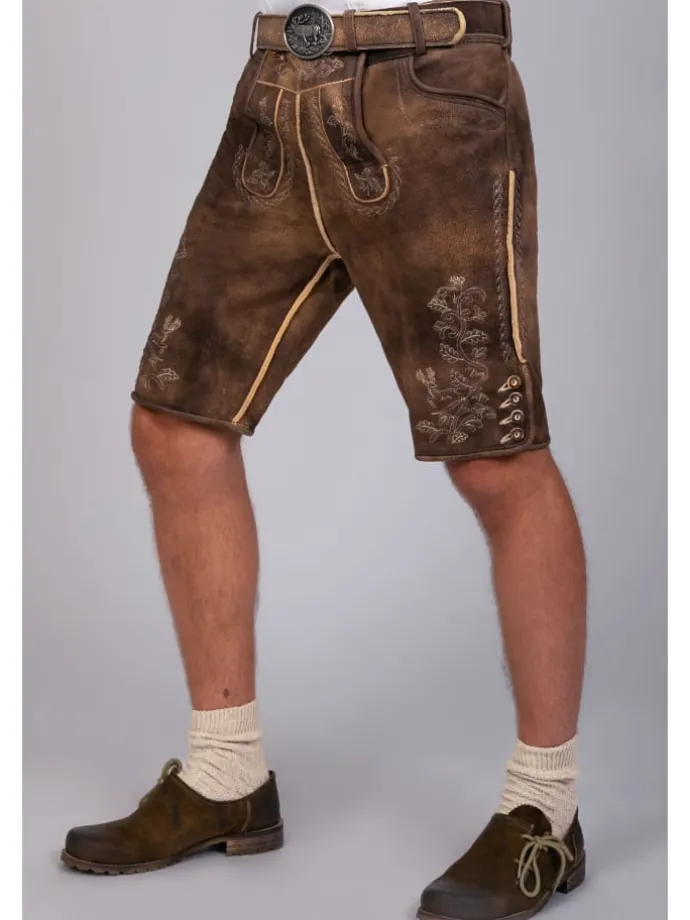Kurze Hirschlederhose Franz sämisch in dunkelbraun