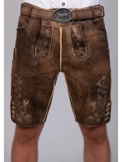Kurze Hirschlederhose Franz sämisch in dunkelbraun
