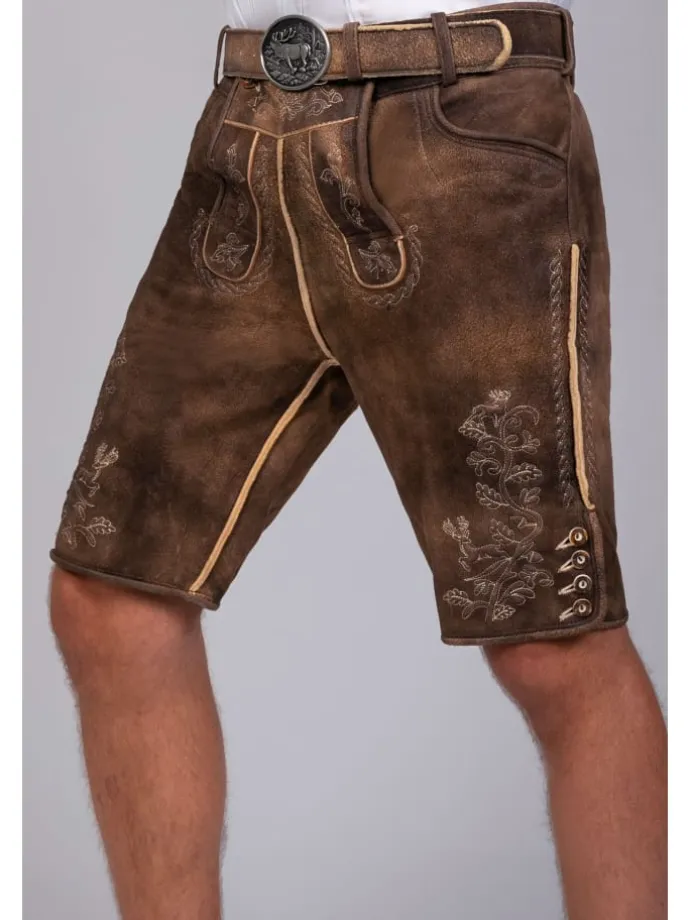 Kurze Hirschlederhose Franz sämisch in dunkelbraun