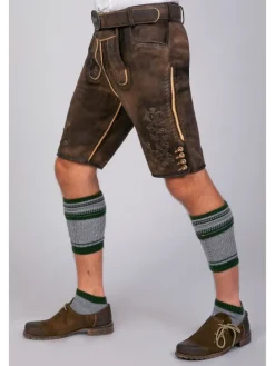 Kurze Hirschlederhose Josef in dunkelbraun