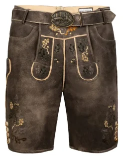 Kurze Hirschlederhose Stefan sämisch in dunkelbraun