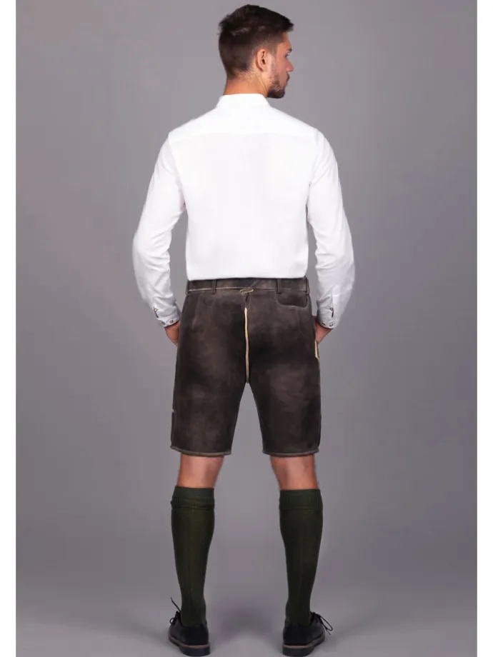 Kurze Hirschlederhose Stefan sämisch in dunkelbraun