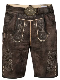 Kurze Trachtenlederhose Matze in dunkelbraun