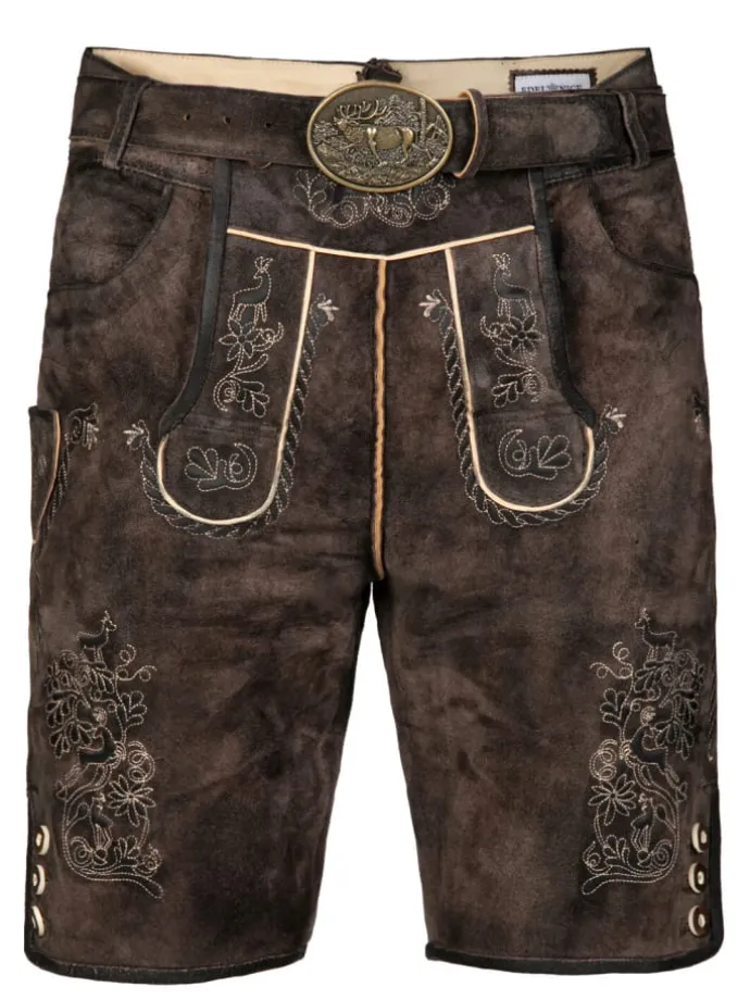 Kurze Trachtenlederhose Matze in dunkelbraun
