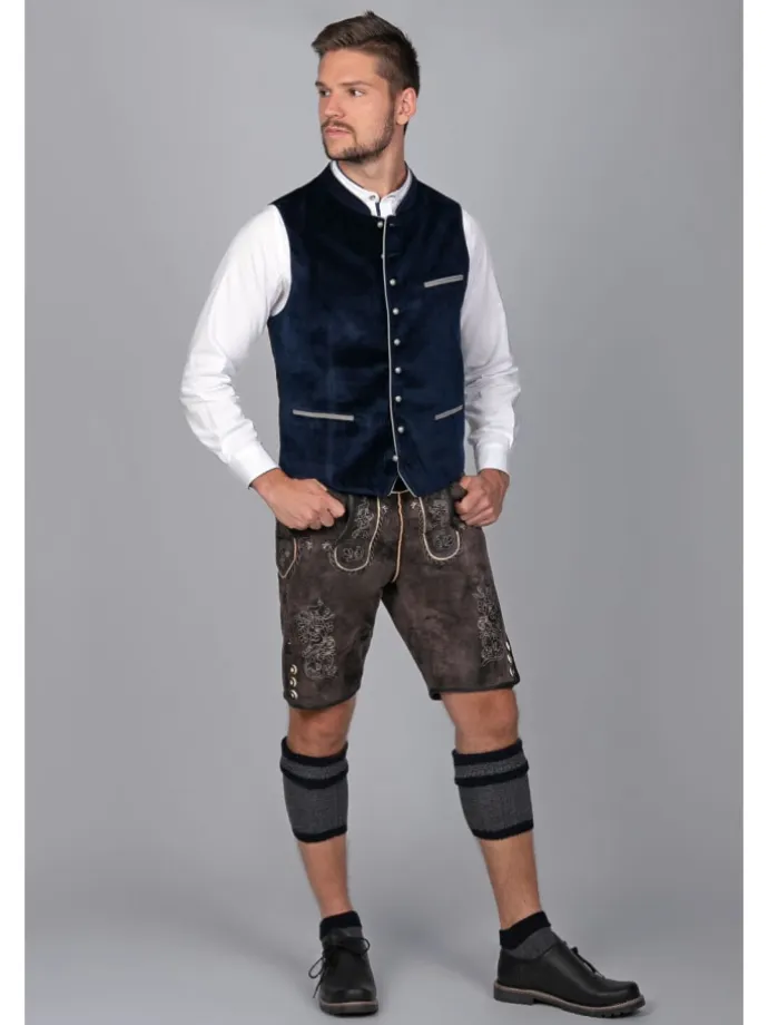 Kurze Trachtenlederhose Matze in dunkelbraun