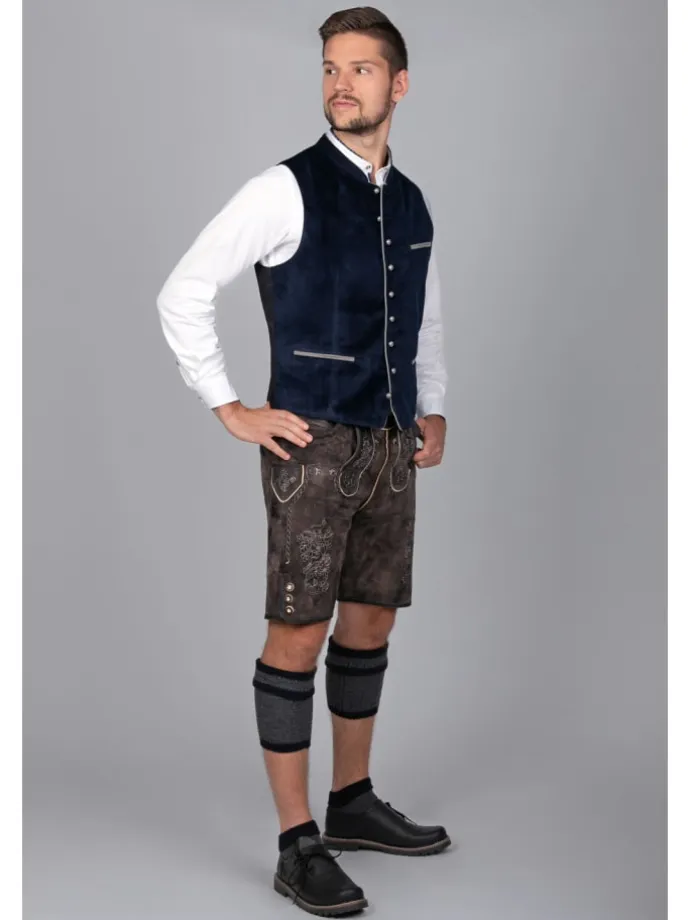 Kurze Trachtenlederhose Matze in dunkelbraun