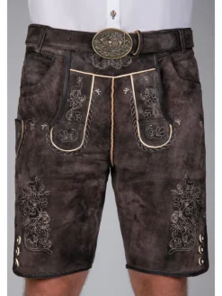 Kurze Trachtenlederhose Matze in dunkelbraun