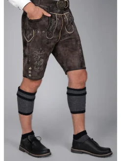 Kurze Trachtenlederhose Matze in dunkelbraun