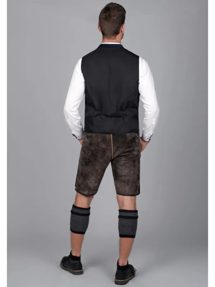 Kurze Trachtenlederhose Matze in dunkelbraun