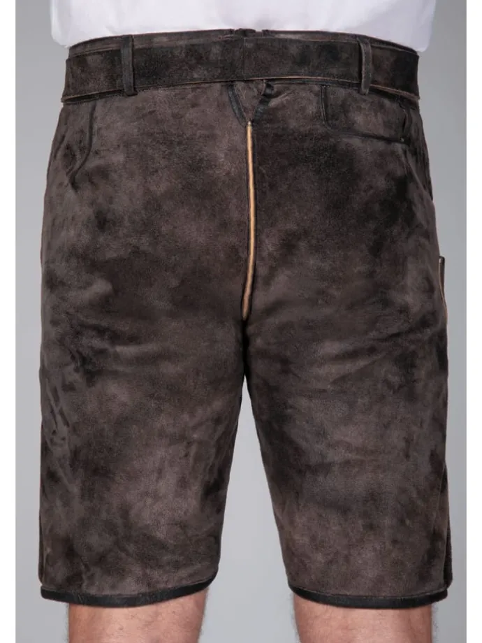 Kurze Trachtenlederhose Matze in dunkelbraun