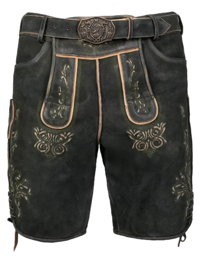 Kurze Wildbock Lederhose Friedl in schwarz