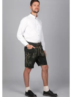Kurze Wildbock Lederhose Friedl in schwarz