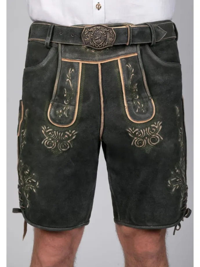 Kurze Wildbock Lederhose Friedl in schwarz